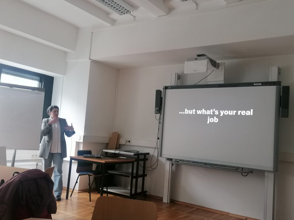 Day 3 - Charlie Cauchi presenting her portfolio and questions that artists are often faced with