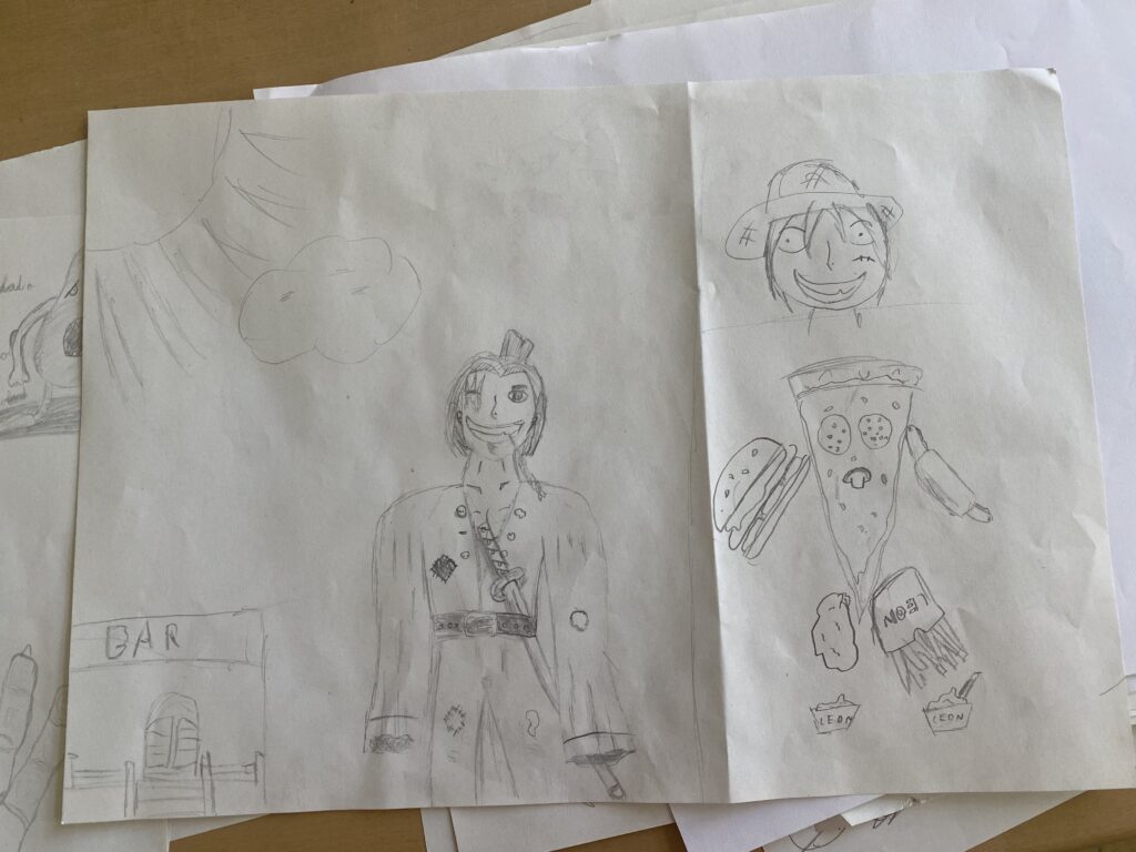 The children's drawings from the wonderful workshop with Chris Riddell on illustration, freedom of expression and storytelling (2/24)