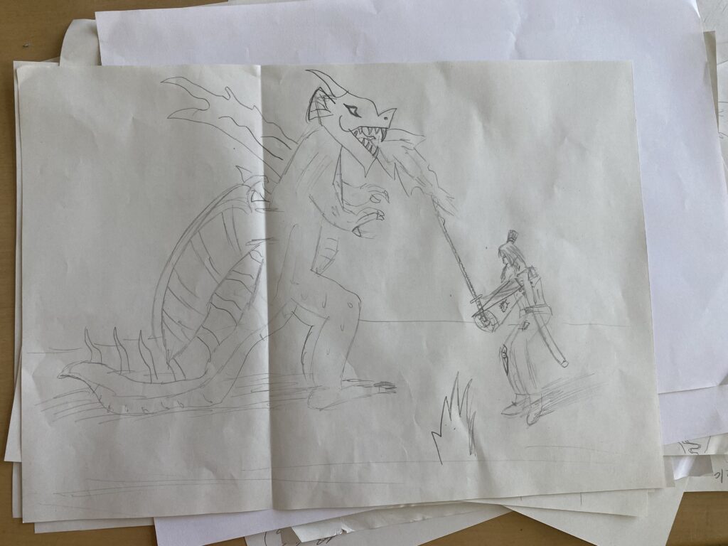 The children's drawings from the wonderful workshop with Chris Riddell on illustration, freedom of expression and storytelling (8/24)