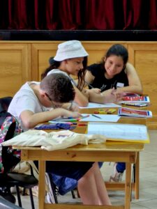 Children working at a table