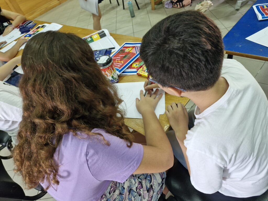 Children at a desk