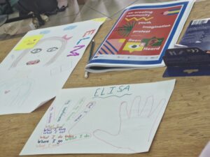 Children's work on a desk
