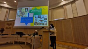 People speaking at an event