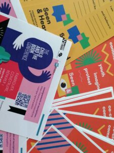 Leaflets laid out on a table