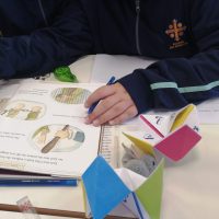 Children using simple toys to explore how stories work